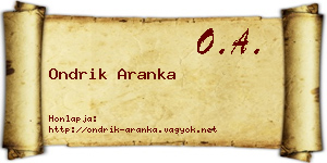 Ondrik Aranka névjegykártya